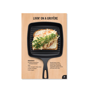 Page 21 has a recipe for the "Livin' on a Gruyere" sandwich. Includes ingredients and instructions.