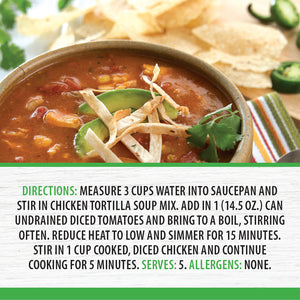 Add water to pan, stir in soup mix. Add tomatoes and bring to boil, simmer 15 min. stir in chicken and cook 5 min. more.