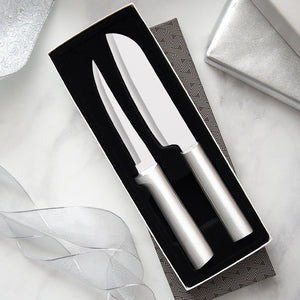 Rada Cutlery Cook's Choice Gift Set with silver handles in a black-lined gift box