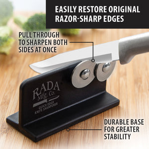 Easily restore original razor-sharp edges. Pull through to sharpen both sides at once. Durable base for greater stability.