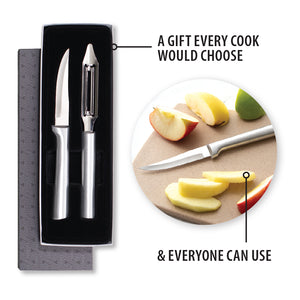 Rada Cutlery Peel and Pare Gift Set. Paring knife slicing an apple. A gift every cook would choose and everyone can use.