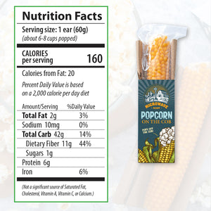 Nutrition Facts. Serving size: 1 ear (60g) Calories per serving 160, total fat 2g, total carb 42g
