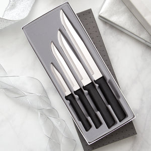 Four-piece Wedding Register Gift Set with black handles in a gift box.