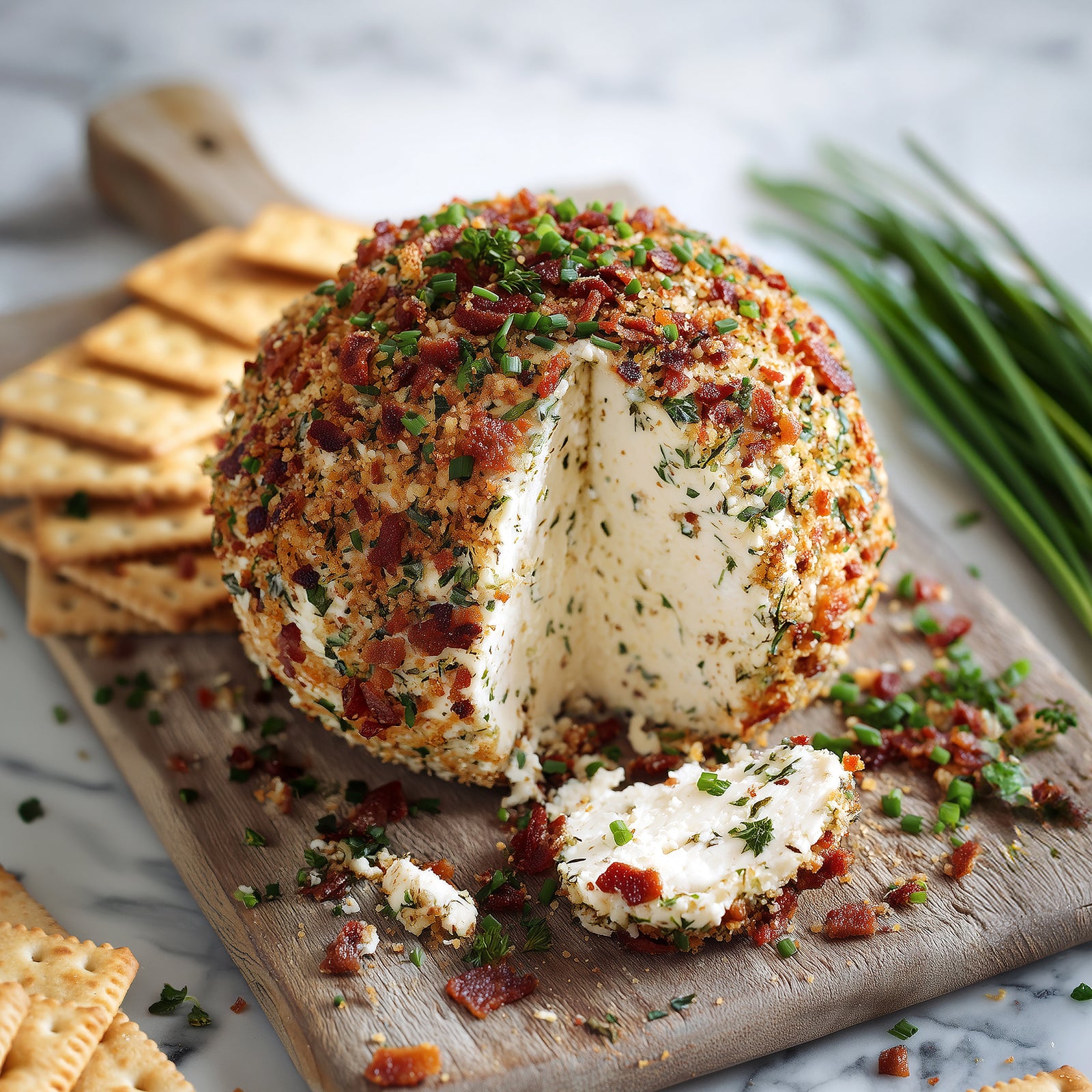A package of Rada Quick Mix Southwest Ranch Cheeseball mix, featuring a white and blue bag with a photo of a cheesy ball topped with herbs and bacon bits, on a plain white background.