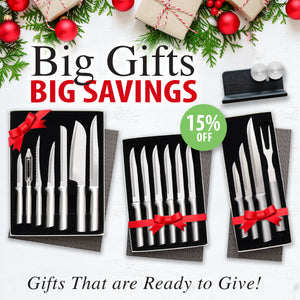 Promotional image with cutlery sets, Christmas decorations, and text about savings.