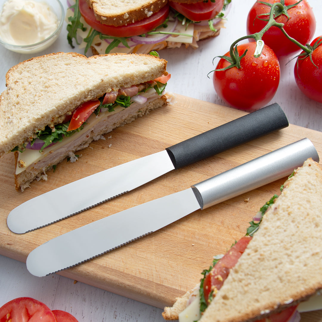 Rada Super Spreaders on a cutting board with a sandwich.