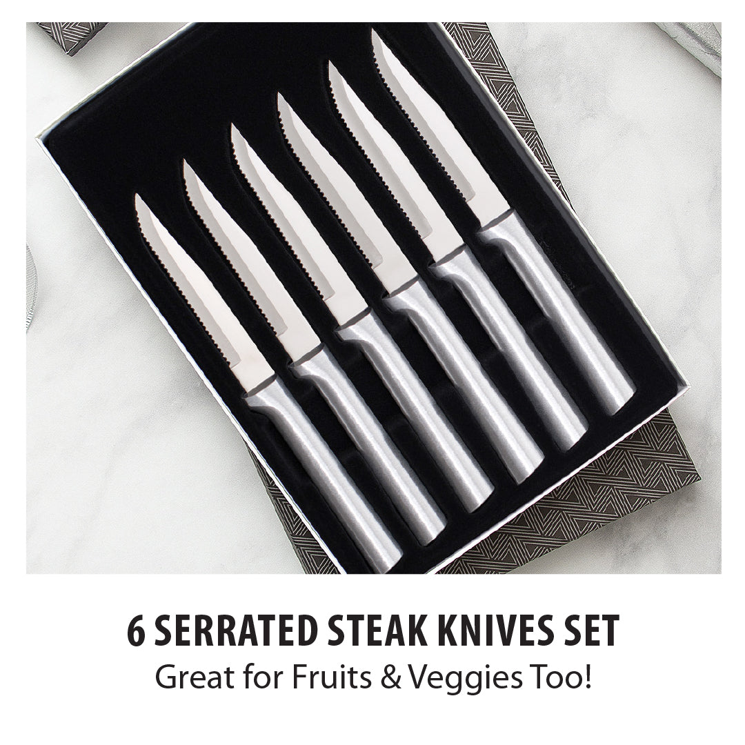Knife Set Steak Knives, Knife Set Steel Steak, Set 6 Steak Knives