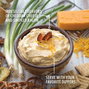 Bacon Cheddar Dip. Irresistible flavors of cheddar cheese and smoked bacon. Serve with your favorite dippers.
