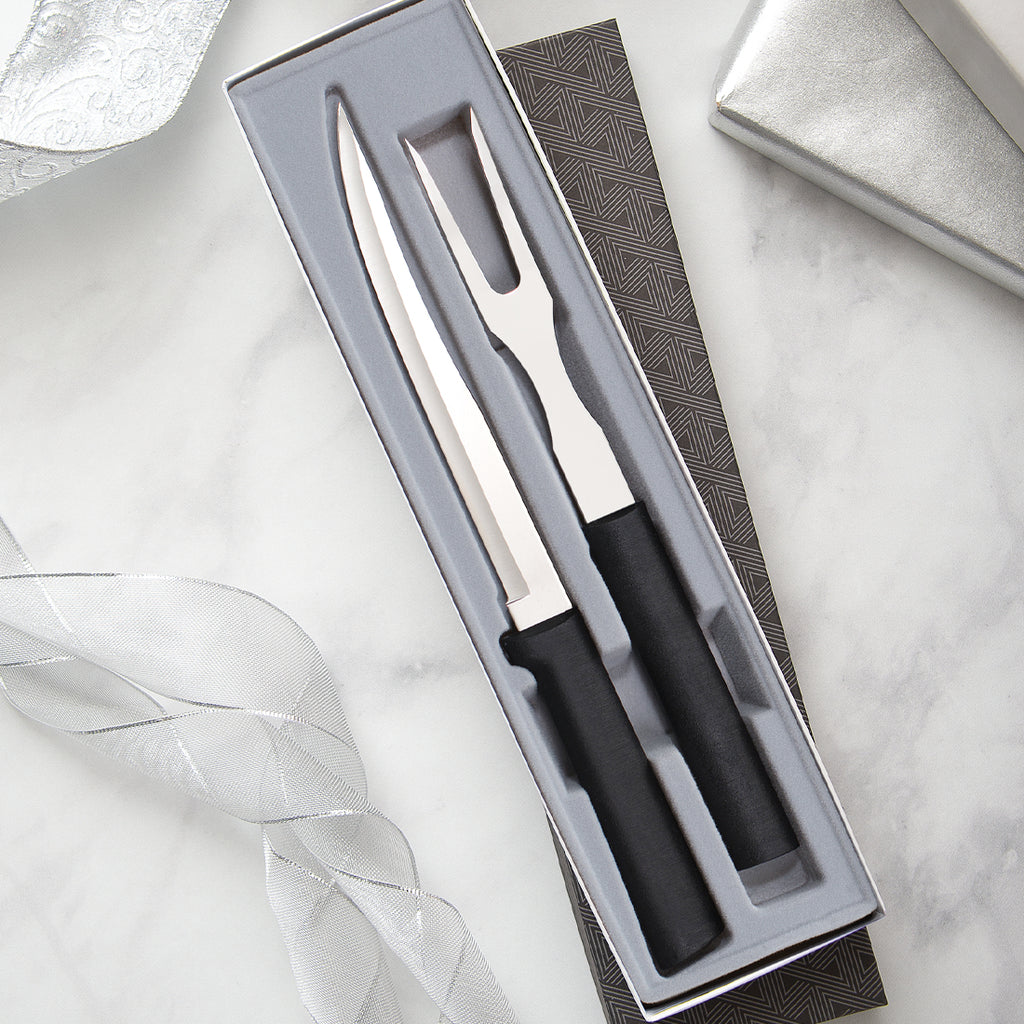 Carving Knife and Fork Set - 8 Inch Professional Meat Carving Knife Set 2  Piece Kitchen Carving Set,Ergonomic Grip, Home Gourmet BBQ Tool Cutlery