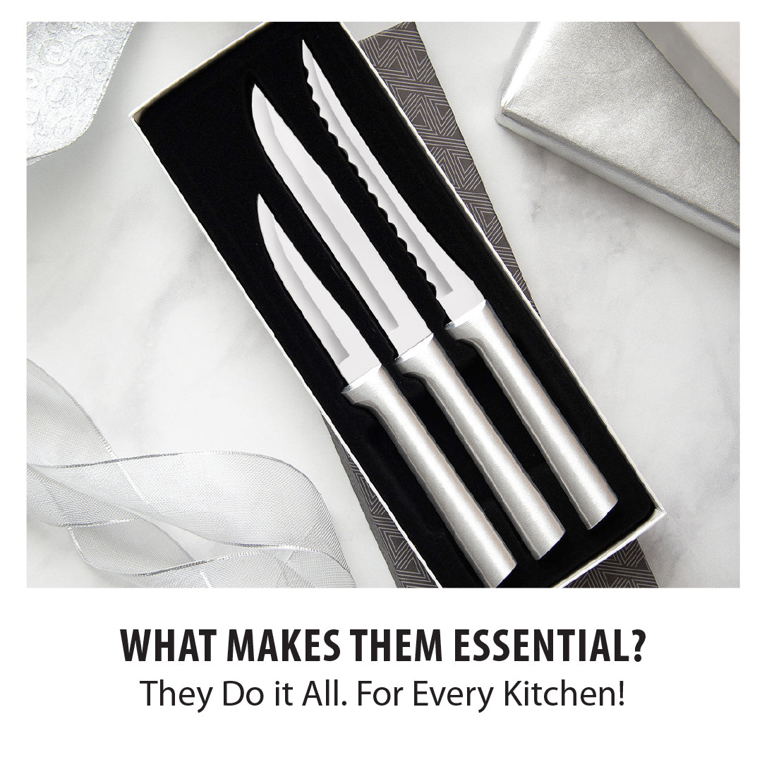Basics 8-Piece Kitchen Steak Knife Set, Black
