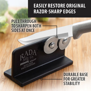 Easily restore original razor-sharp edges. Pull through to sharpen both sides at once. Durable base for greater stability. 