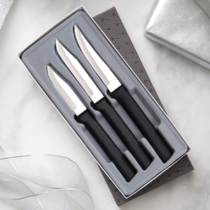 Rada Cutlery Paring Knives Galore Gift Set with black handles. 