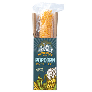 A package of microwave ready popcorn in a sealed plastic bag wrapped in a provided popping sack.