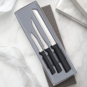 3-piece Sensational Serrations Gift Set with black handles in gift box