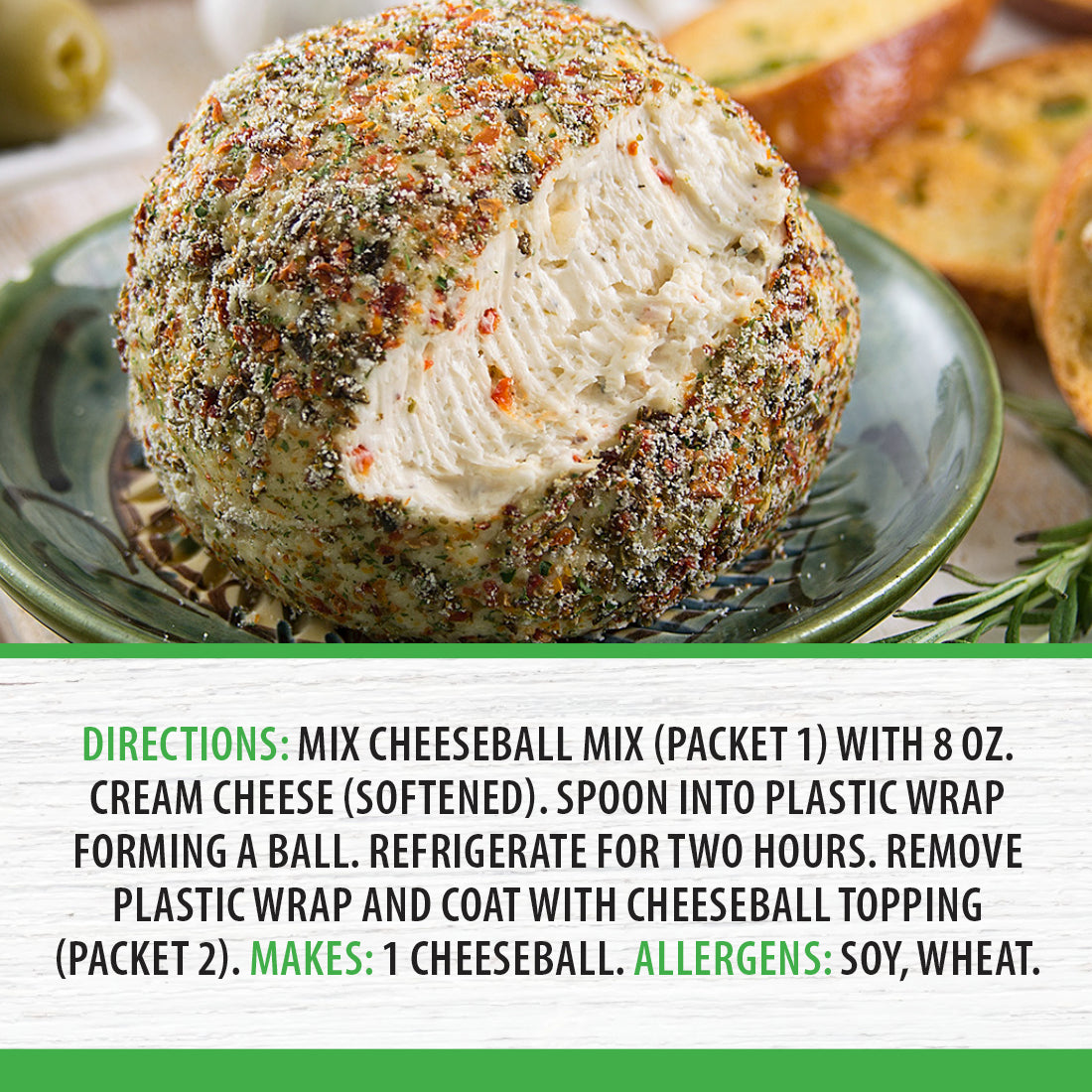 Tuscan Herb Cheeseball with spices and cream cheese. 